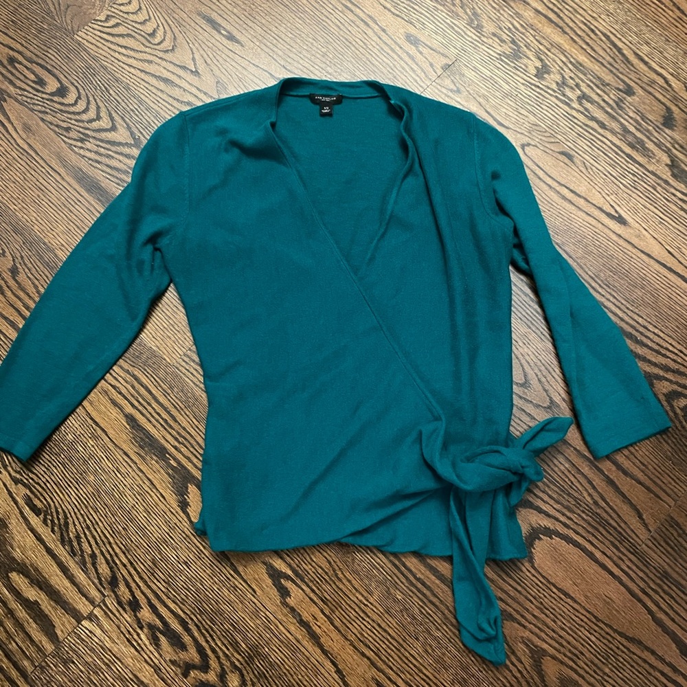 Ann Taylor green teal sweater